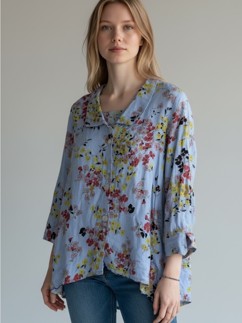 Habitat Light Blue Floral Button-Down Shirt